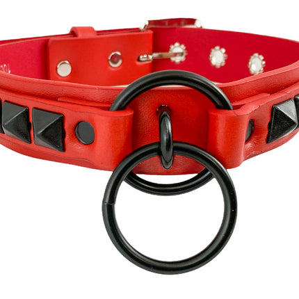 FCK302-BS 1 1/4" GENUINE-LEATHER CHOKER WITH U RING