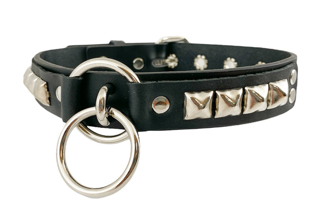 FCK302 1 1/4" GENUINE-LEATHER CHOKER WITH U RING