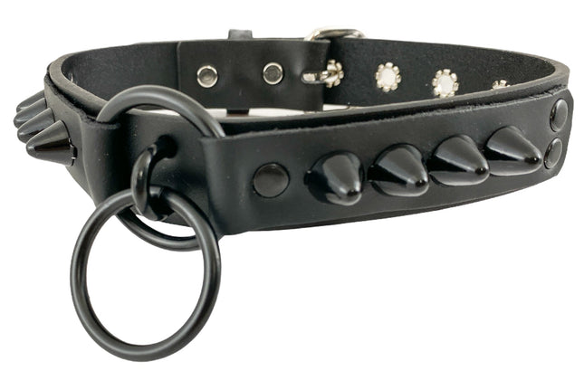 FCK304-BS 1 1/4" GENUINE-LEATHER CHOKER WITH U RING