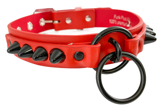 FCK304-BS 1 1/4" GENUINE-LEATHER CHOKER WITH U RING