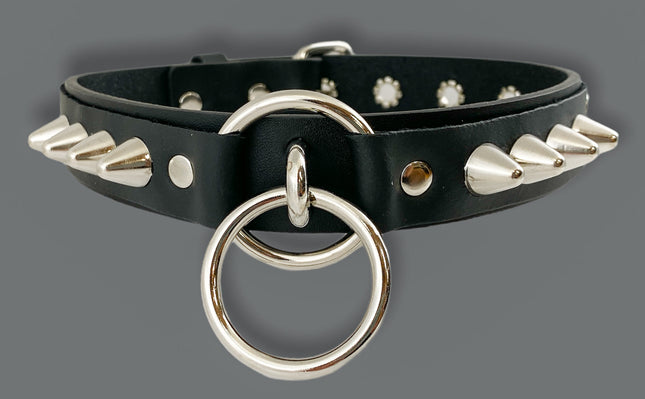 FCK304 1 1/4" GENUINE-LEATHER CHOKER WITH U RING