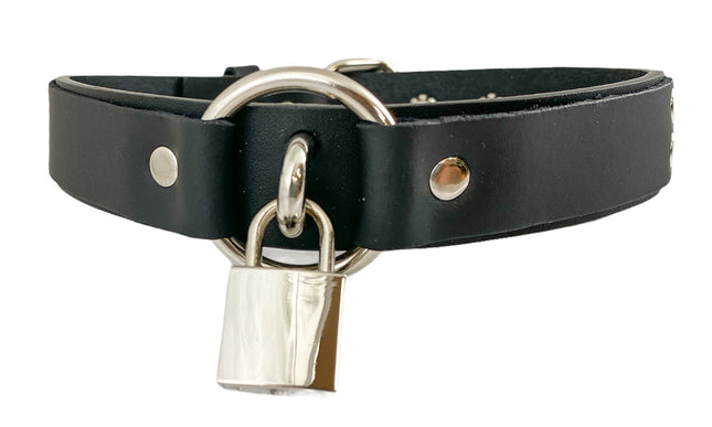 FCK309SQ-SIL 1 1/4" GENUINE-LEATHER CHOKER WITH U RING