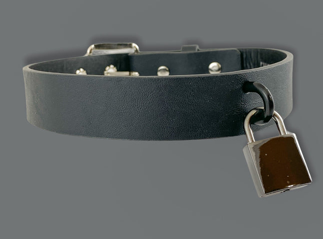 FCK295SQ-BLK 1 1/4" GENUINE-LEATHER CHOKER WITH U RING