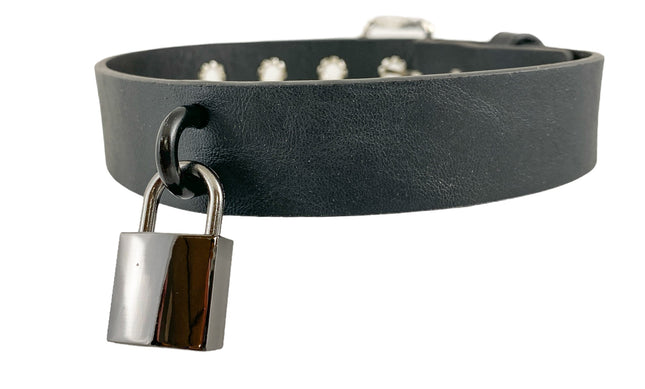 FCK295SQ-BLK 1 1/4" GENUINE-LEATHER CHOKER WITH U RING