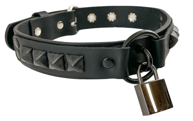FCK311SQ-BLK 1 1/4" GENUINE-LEATHER CHOKER WITH U RING