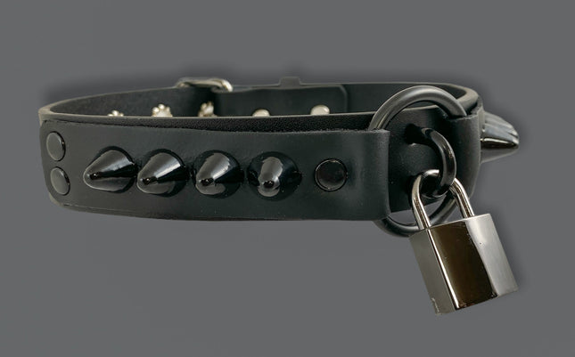 FCK312SQ-BLK 1 1/4" GENUINE-LEATHER CHOKER WITH U RING