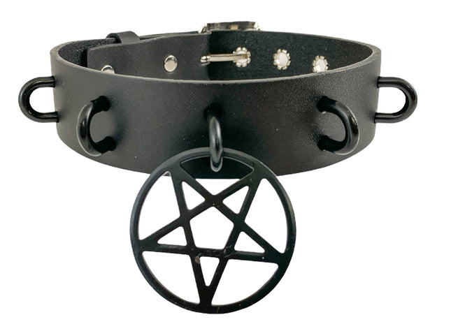 FCK315-BS 1 1/4" GENUINE-LEATHER CHOKER WITH U RING