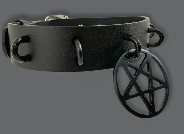 FCK315-BS 1 1/4" GENUINE-LEATHER CHOKER WITH U RING
