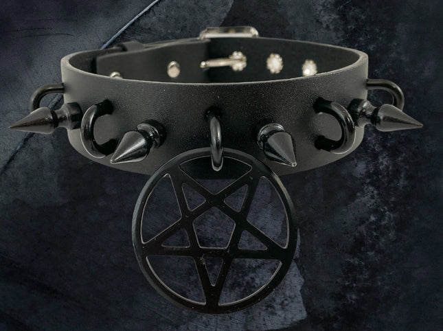 FCK316-BS 1 1/4" GENUINE-LEATHER CHOKER WITH U RING