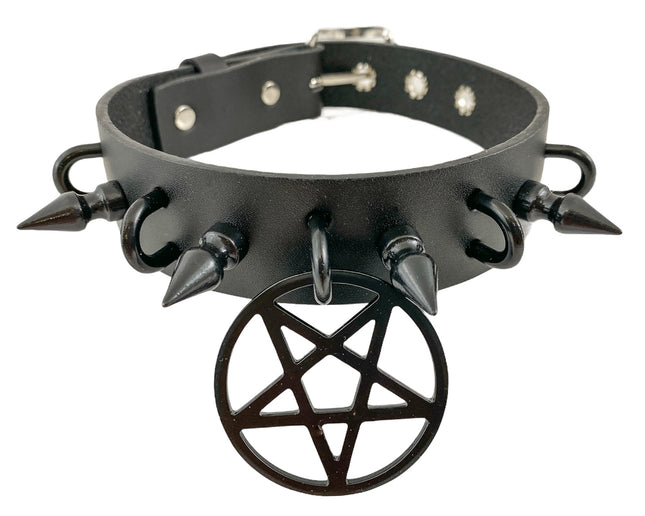 FCK316-BS 1 1/4" GENUINE-LEATHER CHOKER WITH U RING