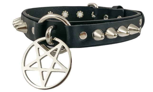 FCK317 1 1/4" GENUINE-LEATHER CHOKER WITH U RING