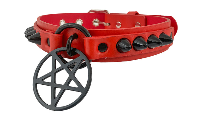 FCK317-BS 1 1/4" GENUINE-LEATHER CHOKER WITH U RING