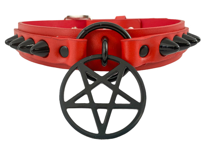 FCK317-BS 1 1/4" GENUINE-LEATHER CHOKER WITH U RING