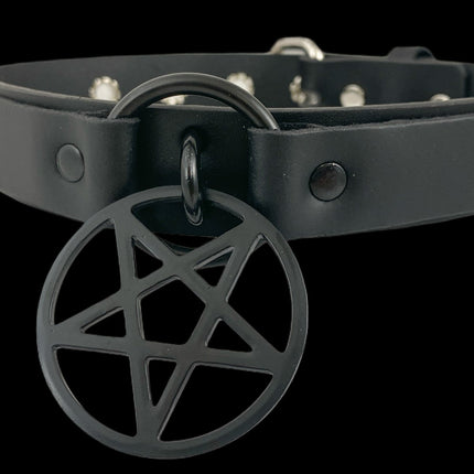 FCK318-BS GENUINE LEATHER U RING CHOKER