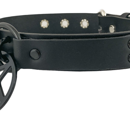 FCK318-BS GENUINE LEATHER U RING CHOKER