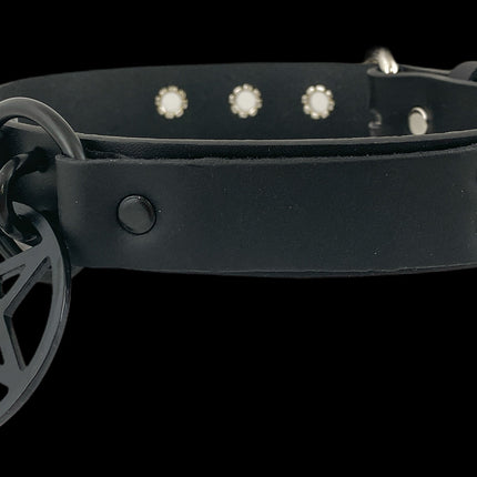 FCK318-BS GENUINE LEATHER U RING CHOKER