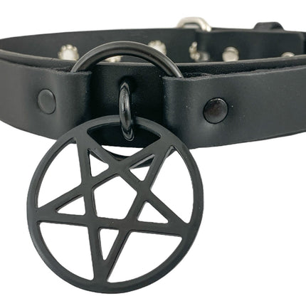 FCK318-BS GENUINE LEATHER U RING CHOKER