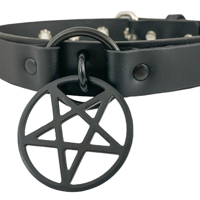 FCK318-BS GENUINE LEATHER U RING CHOKER