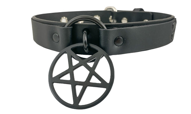 FCK318-BS GENUINE LEATHER U RING CHOKER