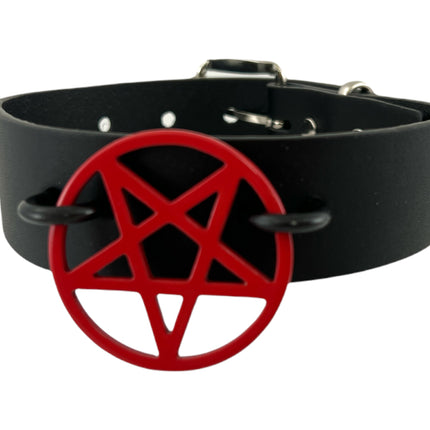 FCK329-LARGE PENTAGRAM 1" CHOKER