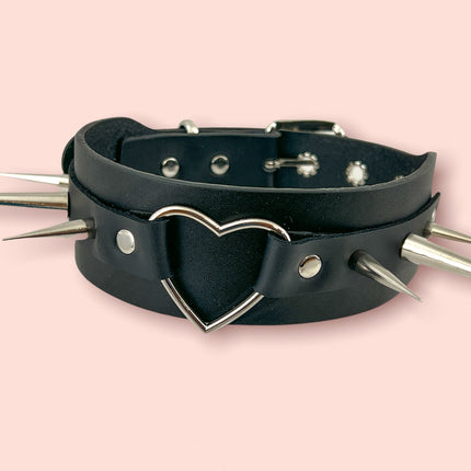 FCK344 HEART WIDE CHOKER SPIKE