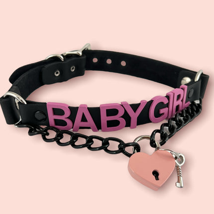 FCK348-PS LOCK BONDAGE FETISH  STAINLESS STEEL LETTER WORDS ID NAME CHOKER