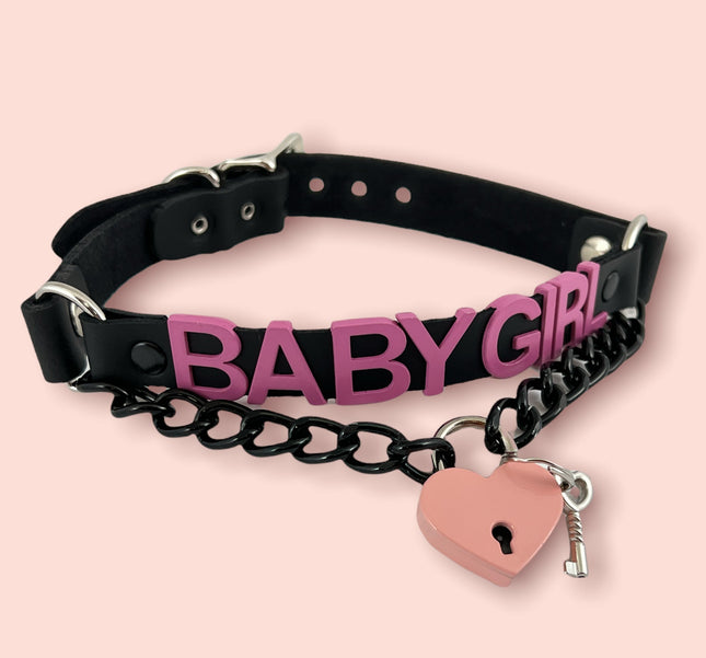 FCK348-PS LOCK BONDAGE FETISH  STAINLESS STEEL LETTER WORDS ID NAME CHOKER
