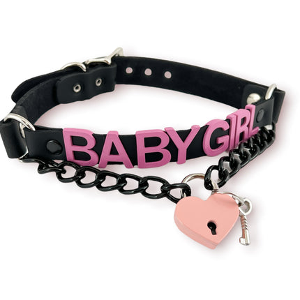 FCK348-PS LOCK BONDAGE FETISH  STAINLESS STEEL LETTER WORDS ID NAME CHOKER
