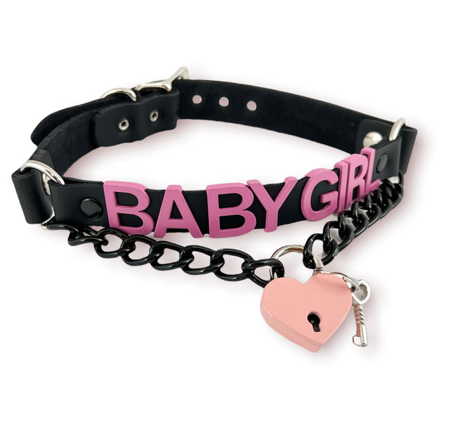 FCK348-PS LOCK BONDAGE FETISH  STAINLESS STEEL LETTER WORDS ID NAME CHOKER