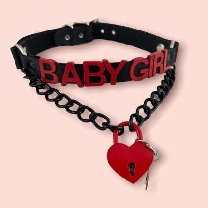 FCK348-RS LOCK BONDAGE FETISH  STAINLESS STEEL LETTER WORDS ID NAME CHOKER