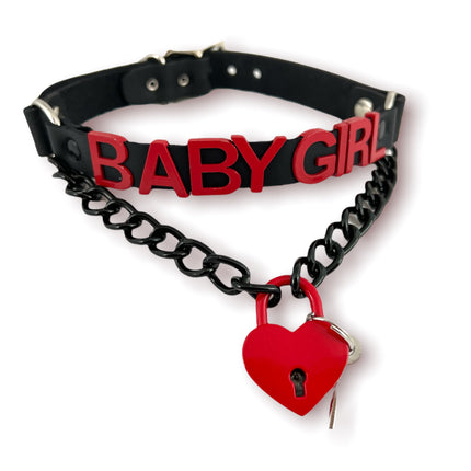 FCK348-RS LOCK BONDAGE FETISH  STAINLESS STEEL LETTER WORDS ID NAME CHOKER