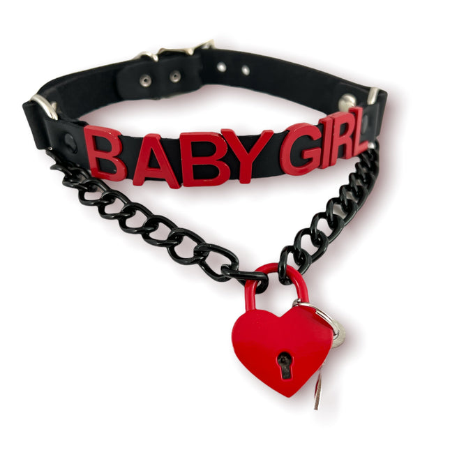 FCK348-RS LOCK BONDAGE FETISH  STAINLESS STEEL LETTER WORDS ID NAME CHOKER