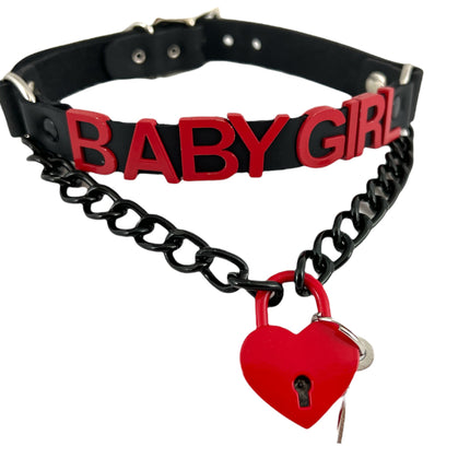 FCK348-RS LOCK BONDAGE FETISH  STAINLESS STEEL LETTER WORDS ID NAME CHOKER