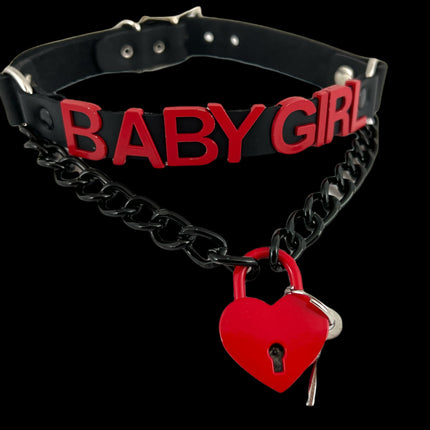 FCK348-RS LOCK BONDAGE FETISH  STAINLESS STEEL LETTER WORDS ID NAME CHOKER