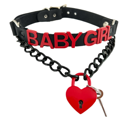 FCK348-RS LOCK BONDAGE FETISH  STAINLESS STEEL LETTER WORDS ID NAME CHOKER