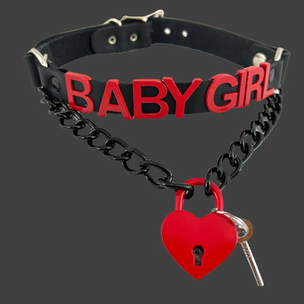 FCK348-RS LOCK BONDAGE FETISH  STAINLESS STEEL LETTER WORDS ID NAME CHOKER