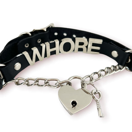 FCK348 BONDAGE FETISH  STAINLESS STEEL LETTER WORDS ID NAME CHOKER