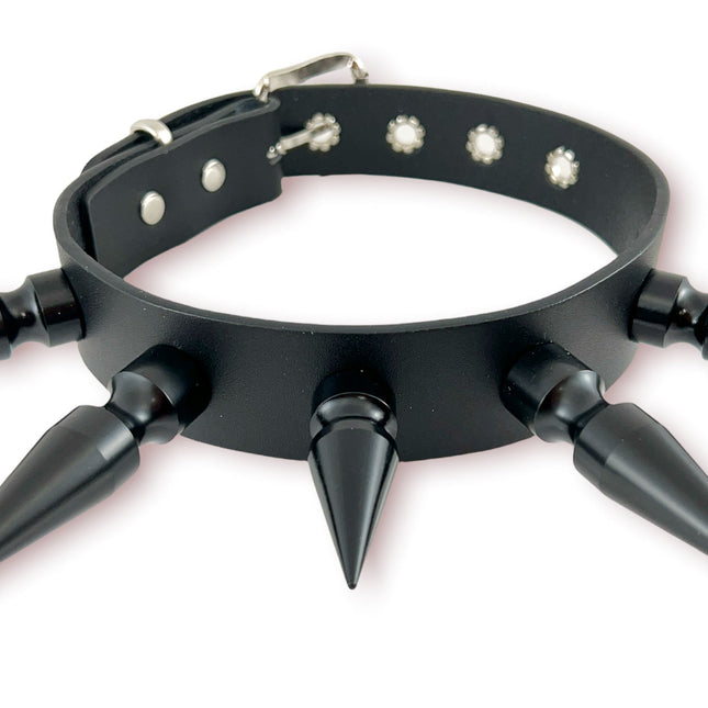 FCK362-BS   VEGAN MATT  BLACK 3" SPIKE CHOKER