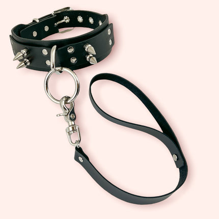 FCK366  SPIKE BONDAGE LEASH COLLAR