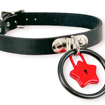 FCK370 HANGING RING AND LOCK LEATHER CHOKER