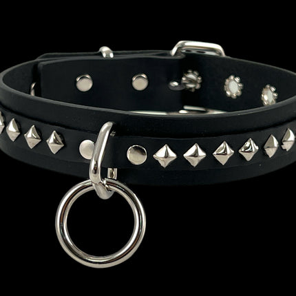 FCK395 1 1/8" BLACK LEATHER CHOKER WITH ONE 1