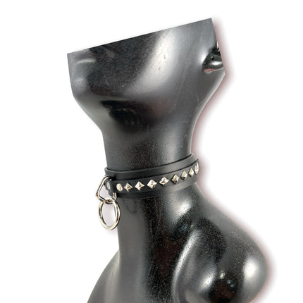 FCK395 1 1/8" BLACK LEATHER CHOKER WITH ONE 1