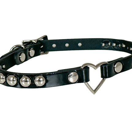 FCK440 PATENT 1/2" SKINNY ROUND STUDDED HEART CHOKER