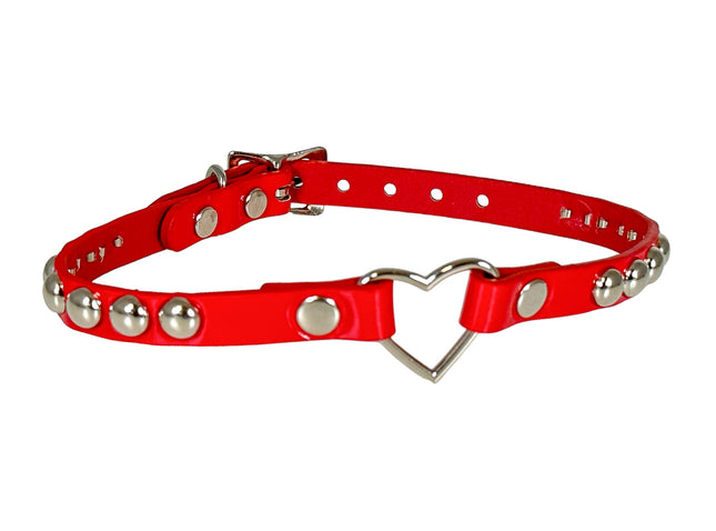 FCK440 PATENT 1/2" SKINNY ROUND STUDDED HEART CHOKER