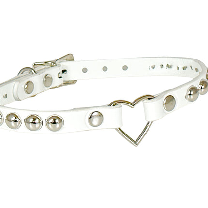 FCK440 PATENT 1/2" SKINNY ROUND STUDDED HEART CHOKER