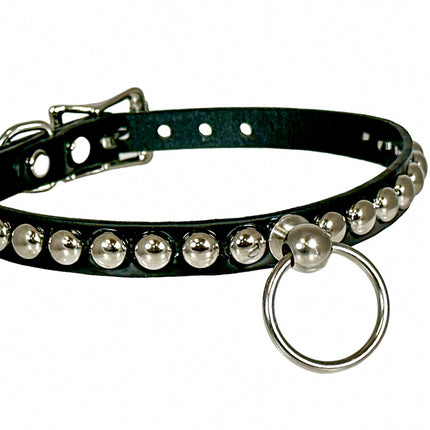 FCK442 PATENT 1/2" SKINNY ROUND STUDDED BONDAGE CHOKER