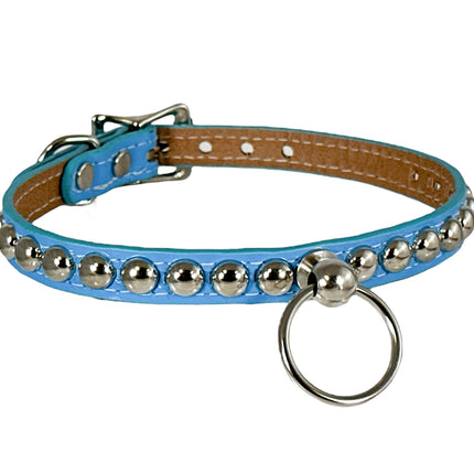 FCK442 PATENT 1/2" SKINNY ROUND STUDDED BONDAGE CHOKER