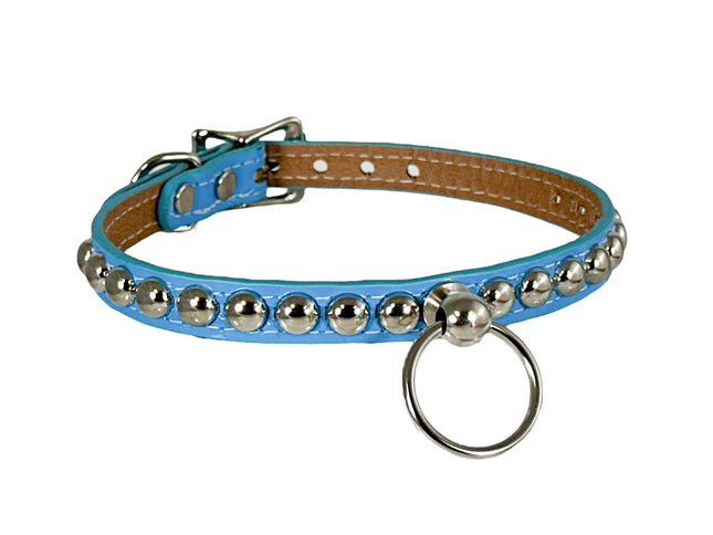 FCK442 PATENT 1/2" SKINNY ROUND STUDDED BONDAGE CHOKER