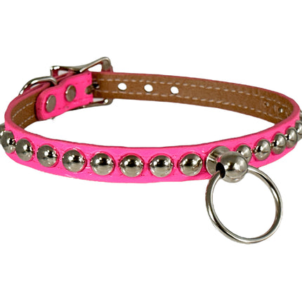 FCK442 PATENT 1/2" SKINNY ROUND STUDDED BONDAGE CHOKER