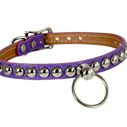 FCK442 PATENT 1/2" SKINNY ROUND STUDDED BONDAGE CHOKER